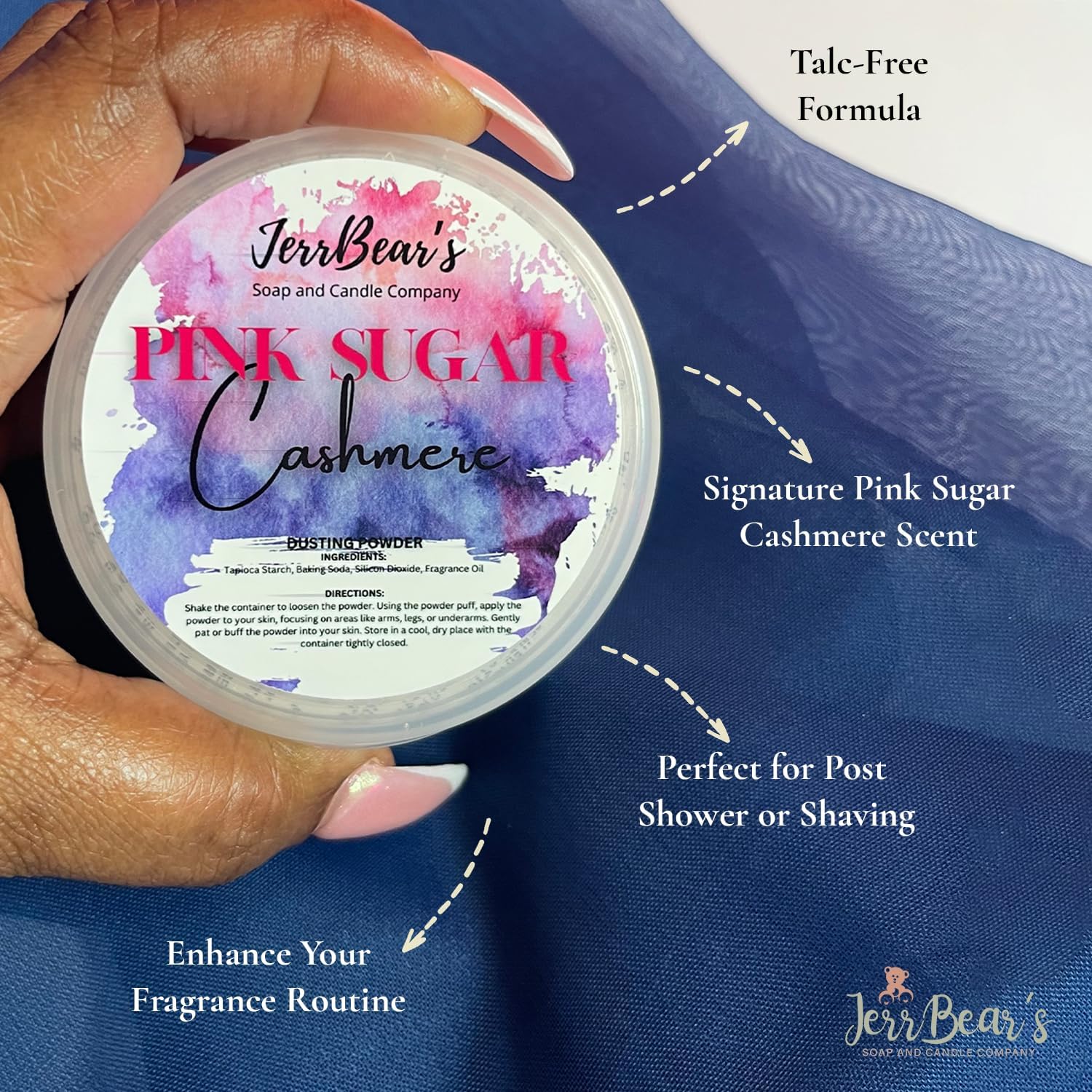 JerrBear’s Custom Body Dusting Powder - Scented - Gentle - Fine Powder Talc-Free(4oz)