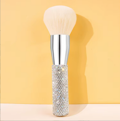 JerrBear's Luxe Crystal Dusting Powder Brush with Sparkling Crystal Handle & Soft Bristles for Powder Application - Oval Design
