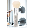 JerrBear's Luxe Crystal Dusting Powder Brush with Sparkling Crystal Handle & Soft Bristles for Powder Application - Oval Design