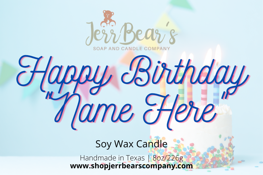 Personalized Birthday Cake Soy Wax Candle 8.5oz